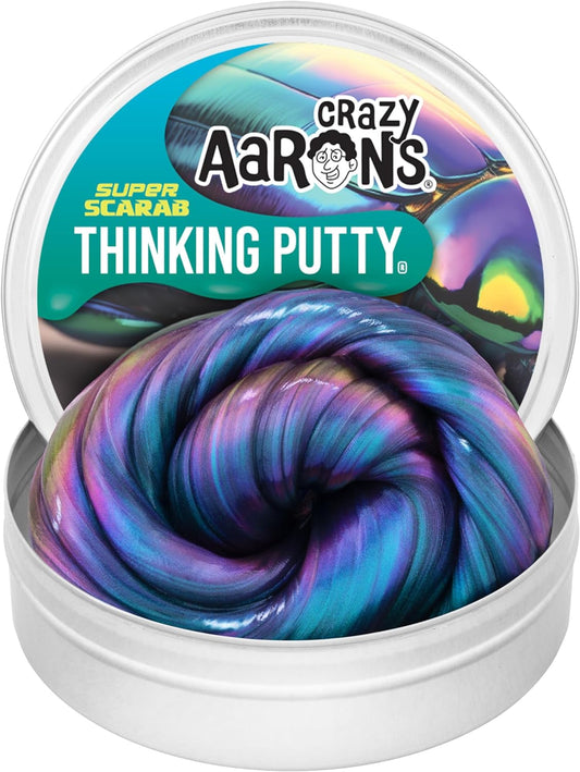 Thinking Putty 4" Tin - Super Illusions Super Scarab - Multi-Color Putty, Soft Texture - Never Dries Out