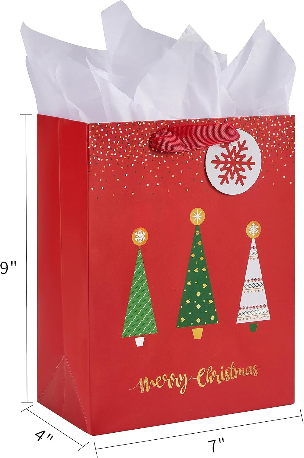 6 Pack 9" Small Christmas Gift Bags with Tissue Paper