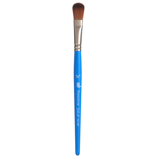 Select Artiste Oval Mop Brush, Synthetic Bristles, Short Handle Mixed Media Paintbrush, Jewel Blue, Size 1/2 inch, 1 Count