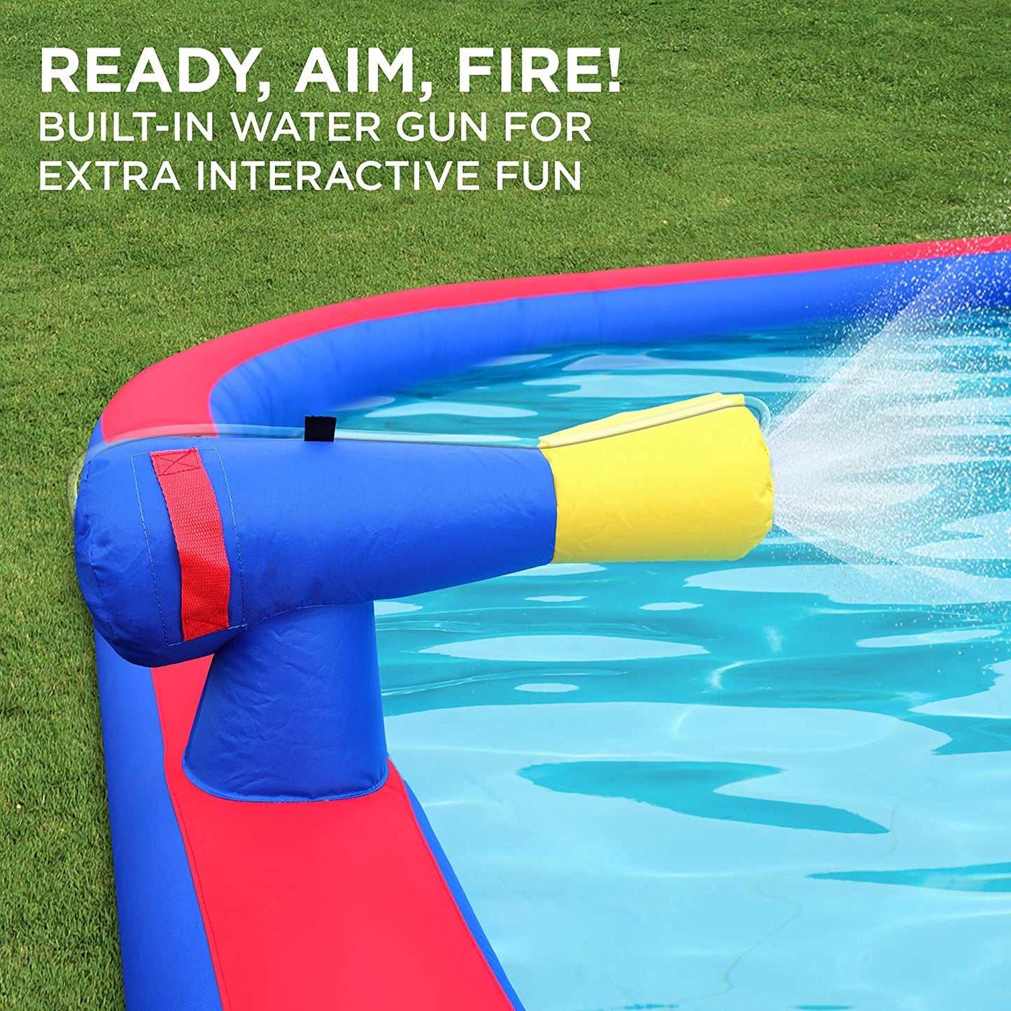 2-In-1 Bounce & Blast Inflatable Water Slide Park – Heavy-Duty for Outdoor Fun - Climbing Wall, Slide, Bouncer & Splash Pool – Easy to Set Up, Included Air Pump & Carrying Case