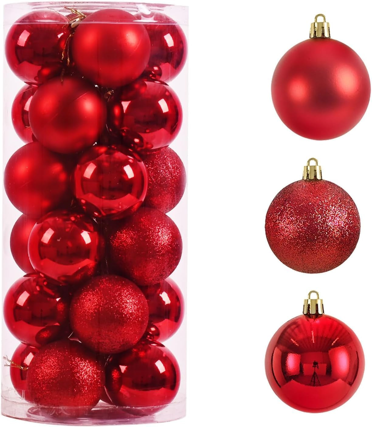 24Pcs Mini Christmas Balls Ornaments, Shatterproof Christmas Hanging Balls for Xmas Tree, Holiday, Wedding, Mardi Gras Party (Gold)