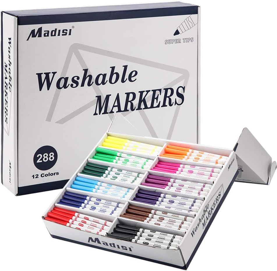 Washable Markers, Super Tips Markers, Assorted Colors, Classroom Bulk Pack, 288 Count