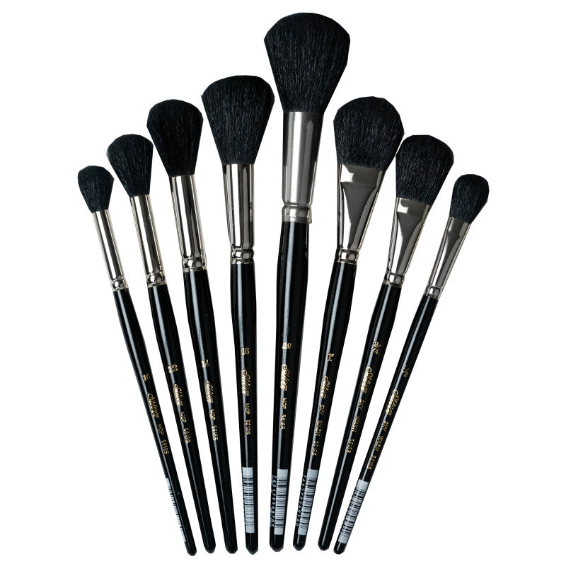 Silver Mops Round and Oval Black, 8 Brushes