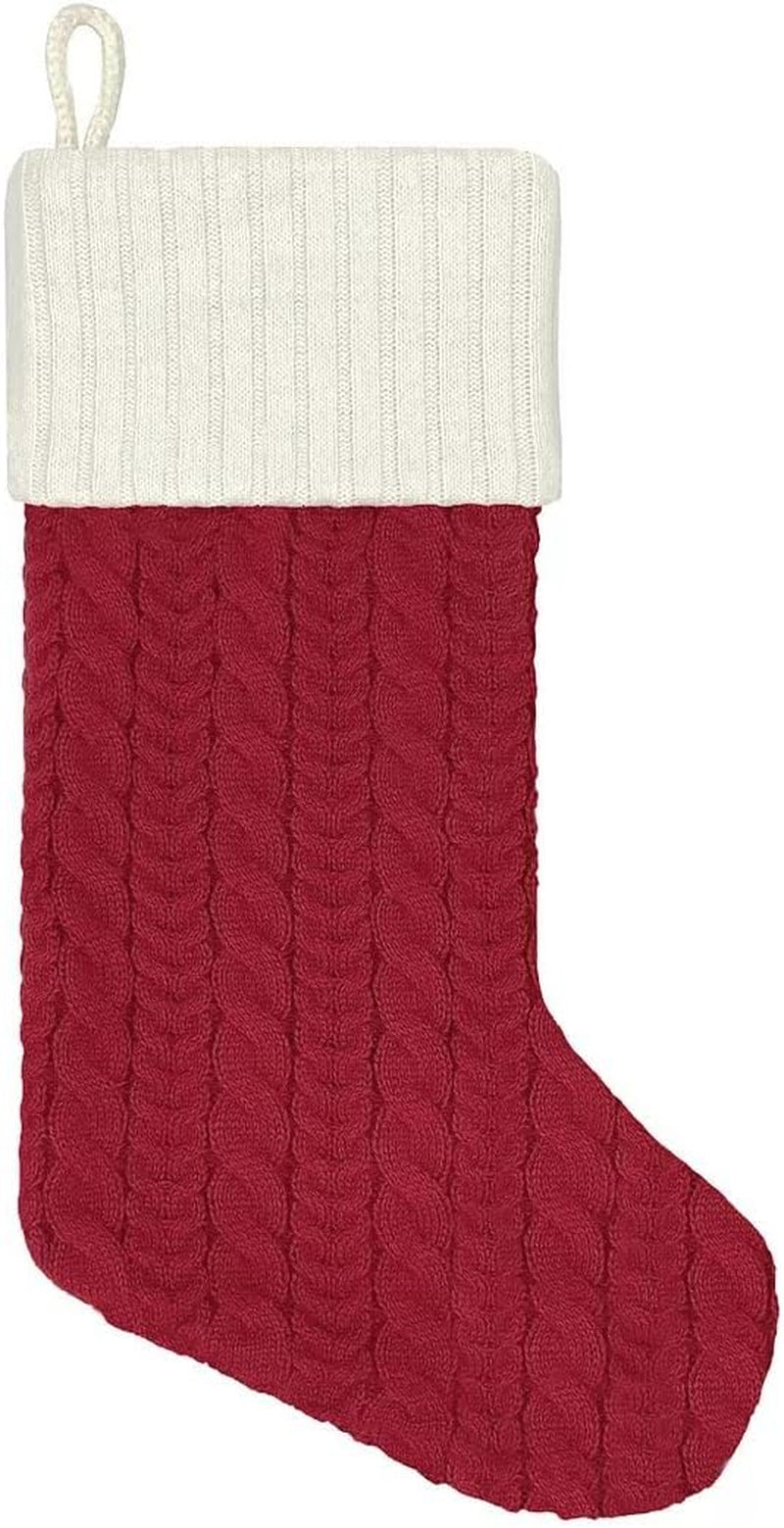 21-Inch Cable Knit Red Christmas Holiday Stocking (Blank)