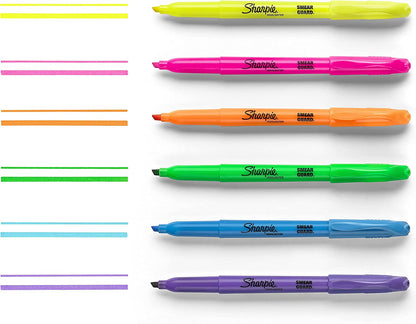 Pocket Style Highlighters, Assorted Fluorescent, 12 Count, Chisel Tip, Perfect for Office, School, and Bible Study