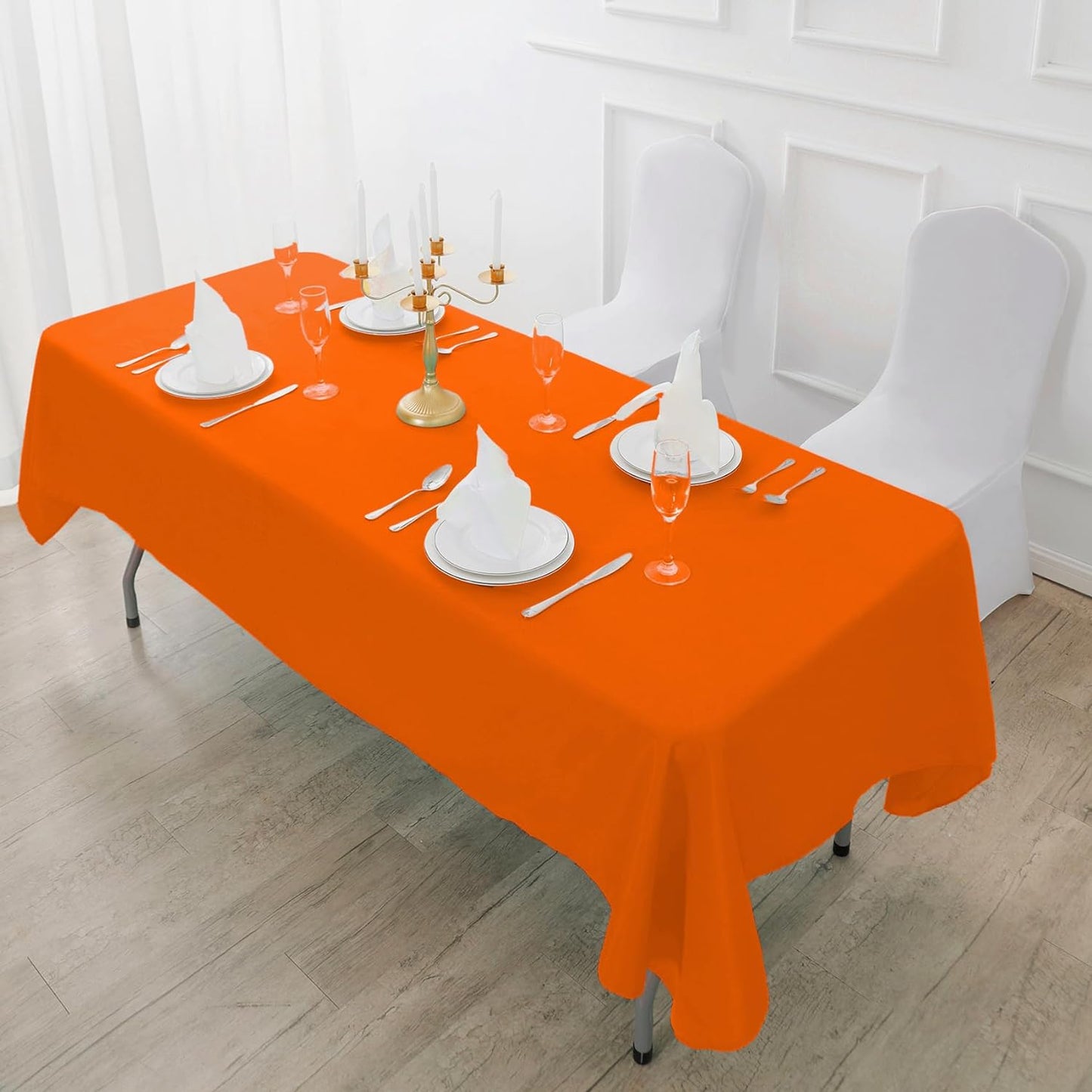 2 Pack Waterproof Rectangle Tablecloth, 60X84 Inch, Stain Resistant and Wrinkle Polyester Table Cloth, Fabric Table Cover for Kitchen Dining, Wedding, Party, Holiday Dinner-White