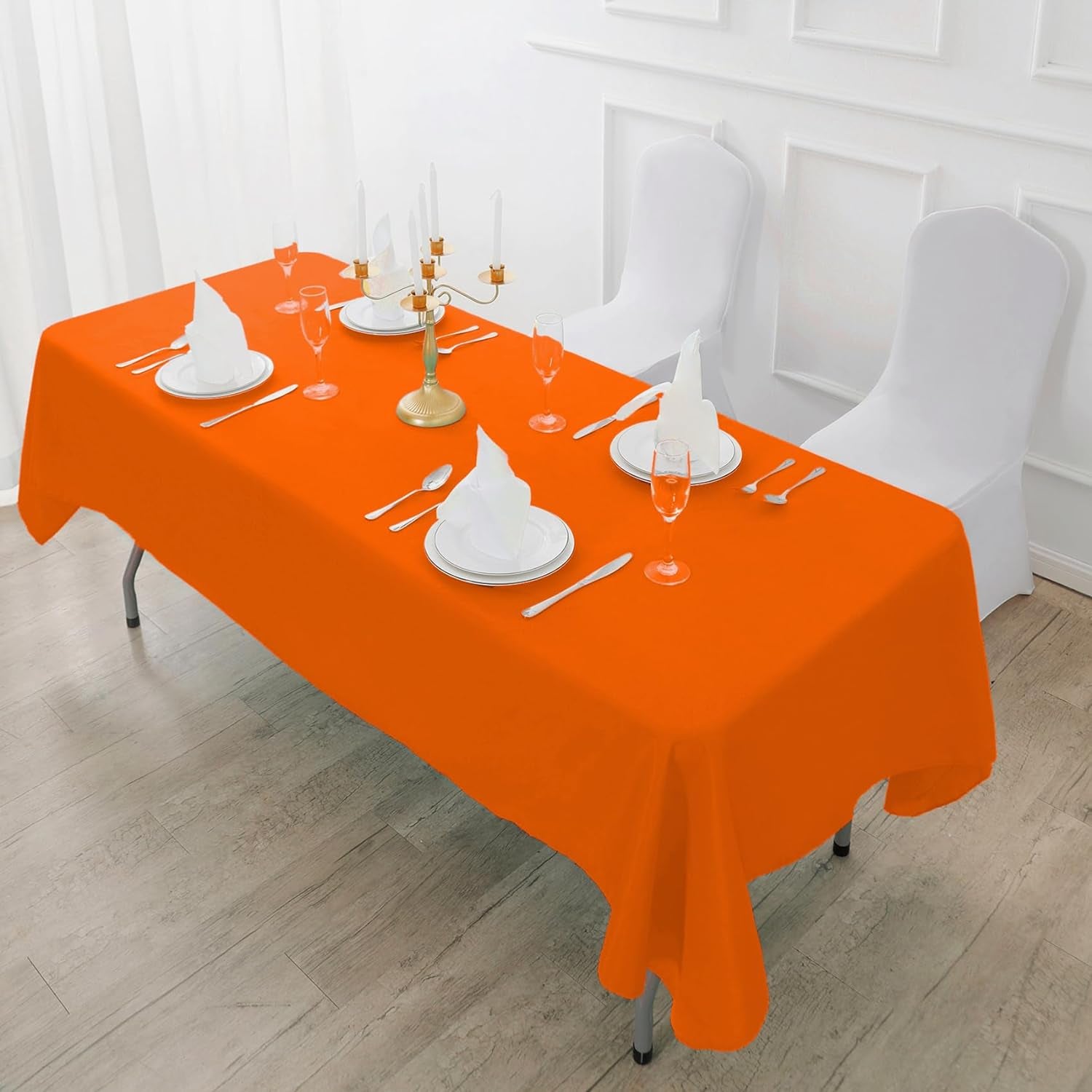 2 Pack Waterproof Rectangle Tablecloth, 60X84 Inch, Stain Resistant and Wrinkle Polyester Table Cloth, Fabric Table Cover for Kitchen Dining, Wedding, Party, Holiday Dinner-White