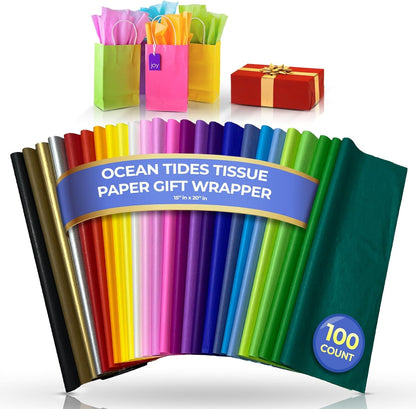 Gift Wrapping Tissue Paper - Gift Tissue Paper for Birthdays, DIY Crafts, & Christmas - 500 Sheets Bulk Tissue Paper for Gift Bags - Lightweight & Easy to Shape - Black (15 X 20 Inches)
