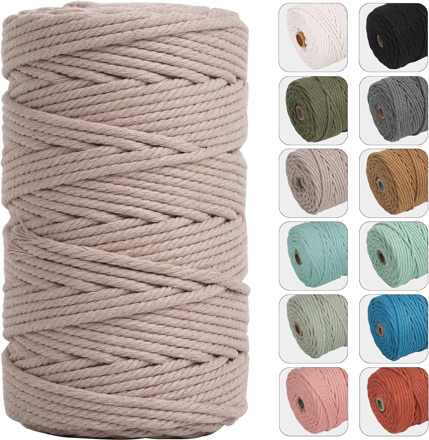 4Mm 109Yards Macrame Cord Natural Color Cotton Rope for Wall Hanging, Plant Hangers, Crafts, Knitting