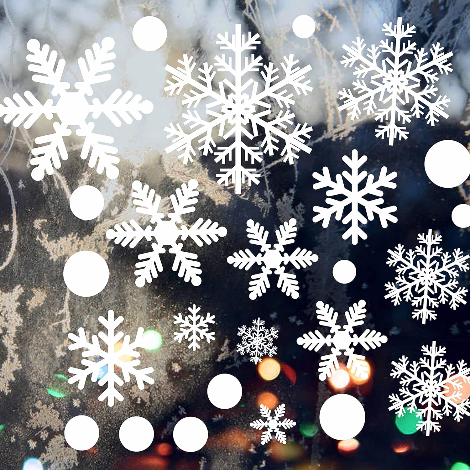 406Pcs Christmas Window Clings for Glass Windows Christmas Window Decals Snowflakes Christmas Decorations Christmas Window Stickers for Kids Holiday Window Clings Winter Wonderland Decoration