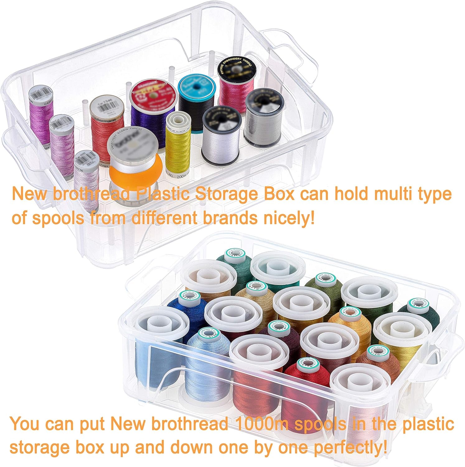 80 Spools 500M Each Embroidery Machine Thread with Clear Plastic Storage Box - Colors Compatible with Janome and Robison-Anton Colors