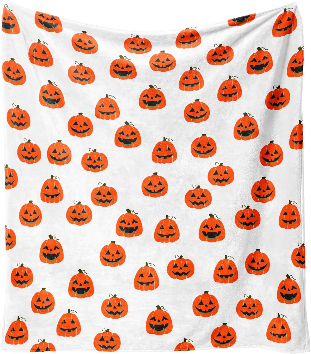 Halloween Blanket,Orange Halloween Pumpkin Face Blanket,Halloween Pumpkin Gifts for Women,Halloween Flannel Fleece Throw Blanket for Home Living Room Bed Chair Decor 60"X50"