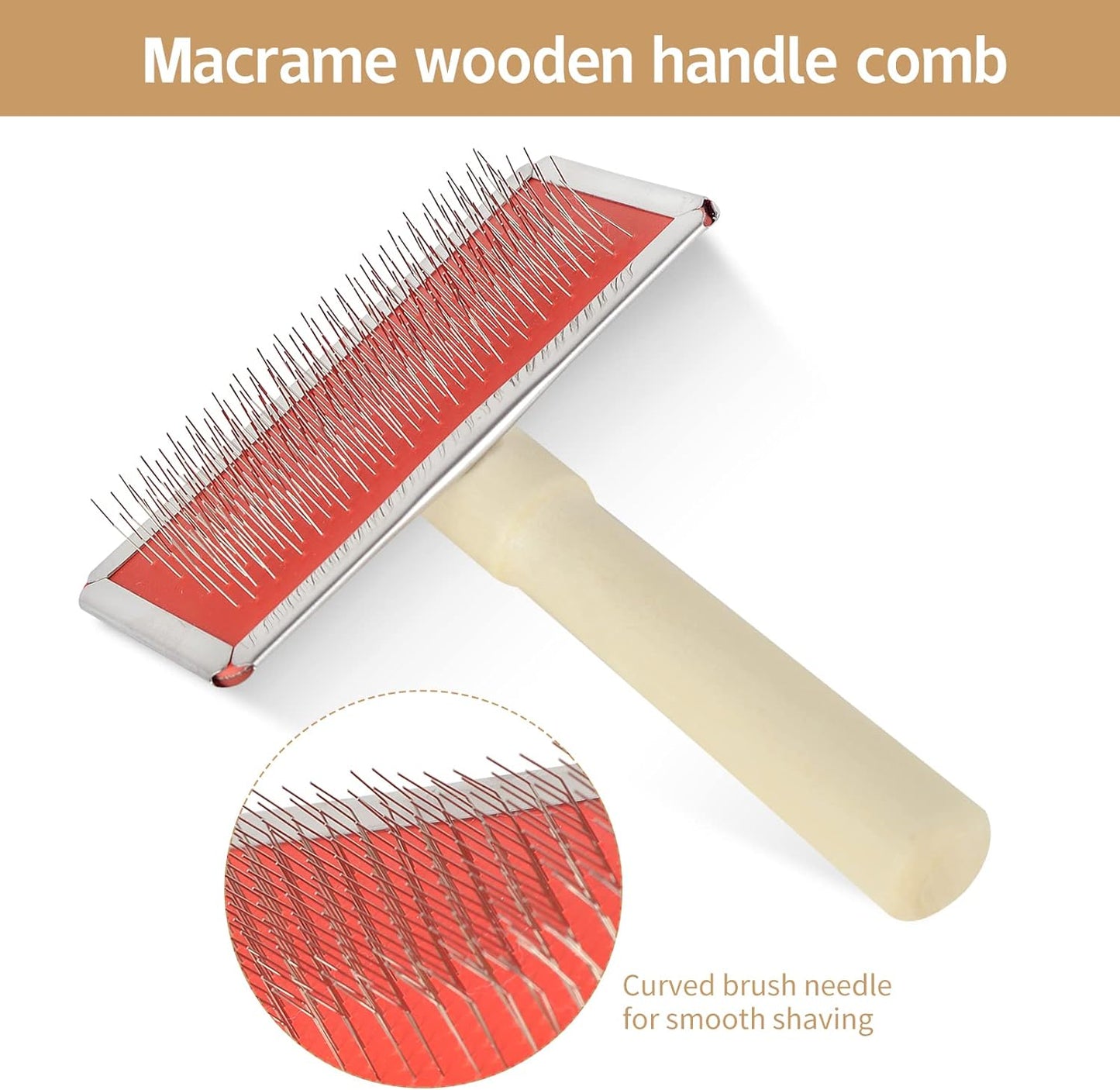 2 Pack Macrame Fringe Comb Set Stainless Steel Comb for Making Knitting Cord Rope Macrame Plant Hangers Wall Hangings Pets Hair Combing