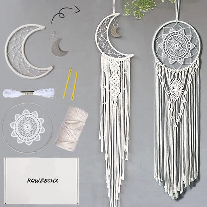 Macrame Kits for Adults Beginners, 2PCS Macrame Dream Catcher Kits Macrame Wall Hanging Supplies