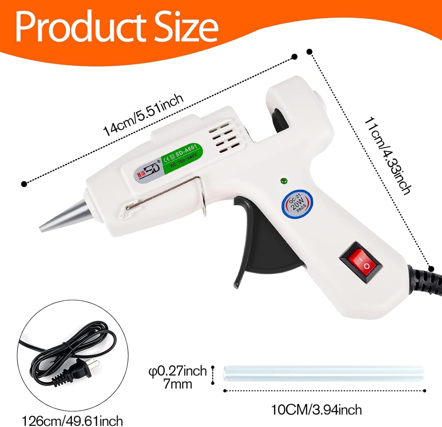 Hot Glue Gun with 30 Glue Sticks, Fast Preheating Hot Melt Gun, Mini Glue Gun Kit for Kids DIY School Craft Projects and Quick Home Repairs, 20W White