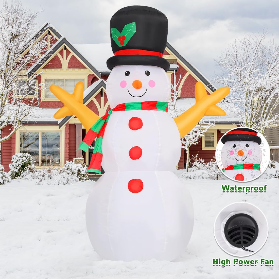 5 FT Christmas Snowman Inflatable Decoration Blow up Snowman Outdoor Christmas Yard Decoration with Branch Hand Blow up Holiday Indoor Outdoor Party Garden Yard Decoration