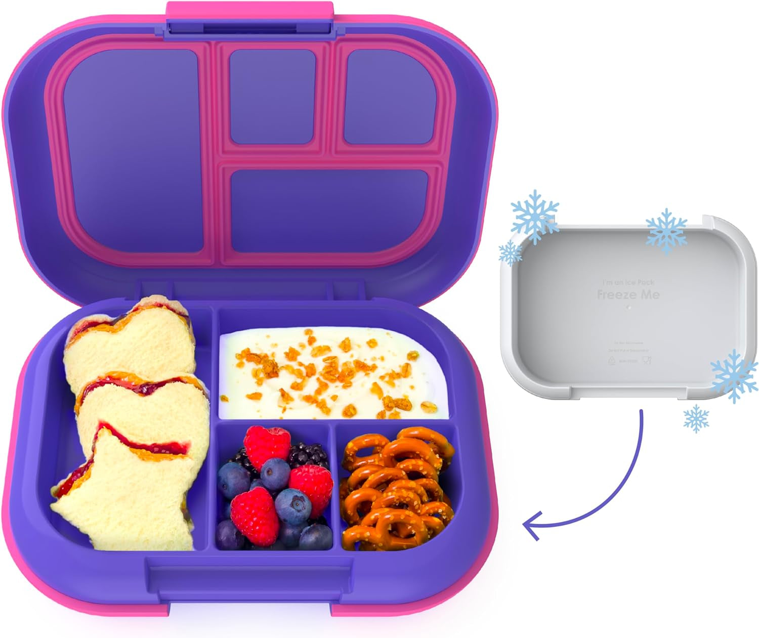 ® Kids Chill Leak-Proof Lunch Box - Included Reusable Ice Pack Keeps Food Cold; 4-Compartment Bento Lunch Container; Microwave & Dishwasher Safe; 2 Year Manufacturer Warranty (Red/Royal)