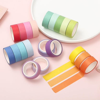 Washi Tape Set, 20 Rolls Colored Masking Tape, 15Mm Rainbow Pastel Writable Colorful Washi Tapes for Painting, DIY Scrapbook Designs