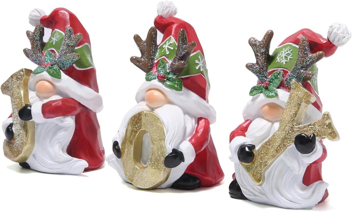 Christmas Joy Gnomes Decorations Indoor Home Decor Christmas Antlers Gnomes Figurines Table Decorations Cute Christmas Gnomes Gifts (Christmas Red Joy Gnome)