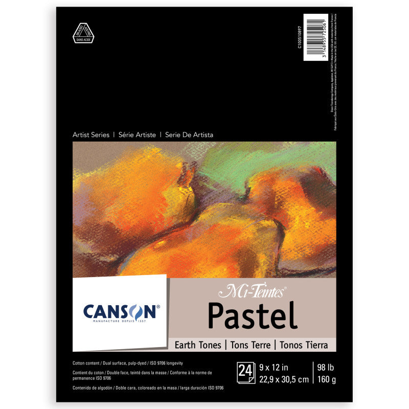 Artist Series Mi-Teintes Pastel Pad, Earth Tones, Foldover Binding, 24 Sheet, 9x12 inch, 1 Count