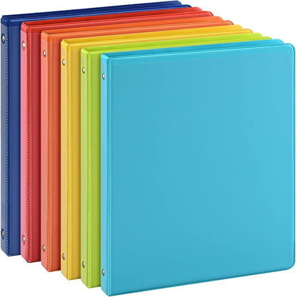 0.5-Inch 3-Ring Binder with 2 Interior Pockets, 0.5'' Basic Binders Holds US Letter Size 8.5'' X 11''For Office/Home/Back to School, 6 Pack (Assorted 6 Colors)