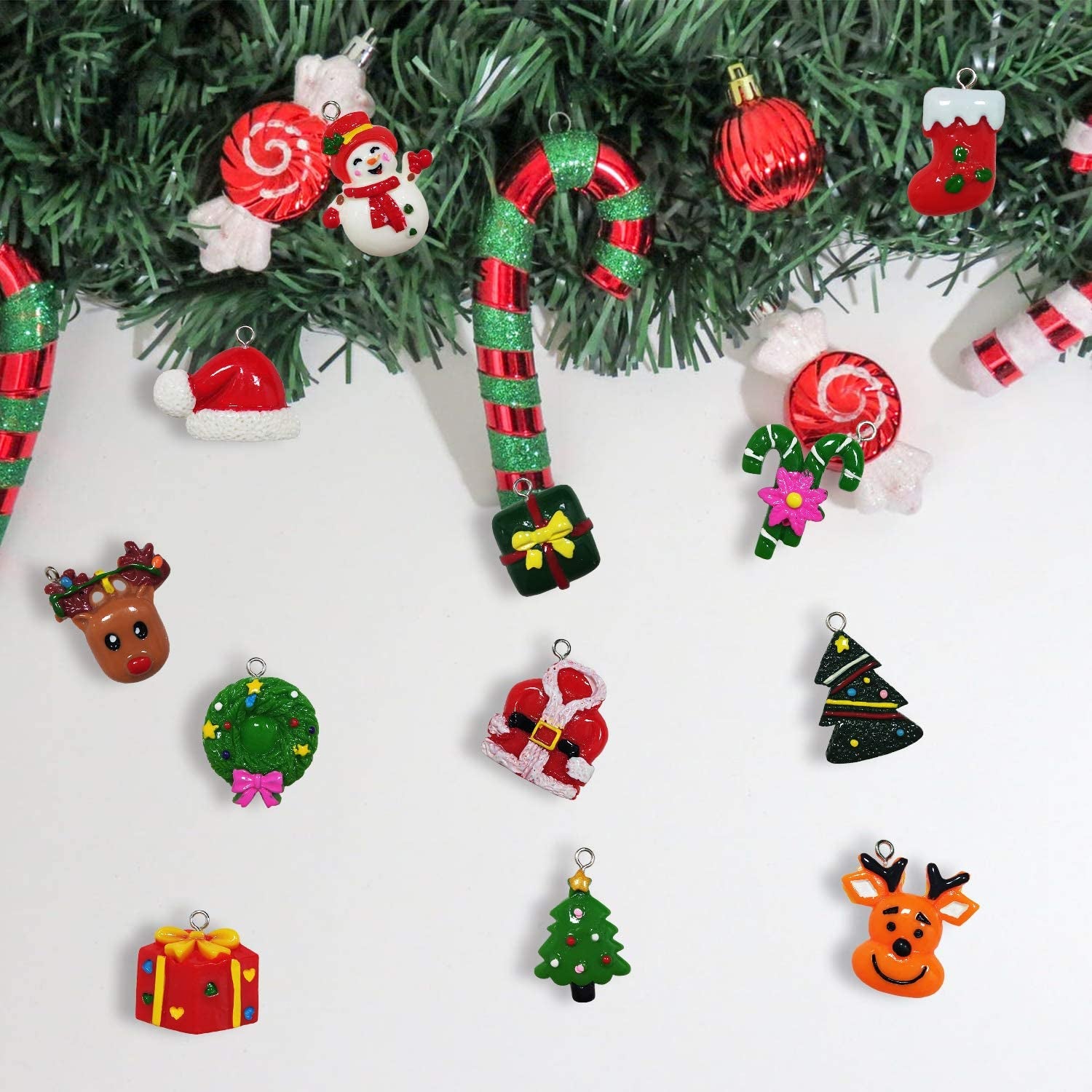 30Pcs Mini Christmas Ornaments for Mini Tree Decorations Small Christmas Ornaments Resin Miniatures for Craft Christmas Decor