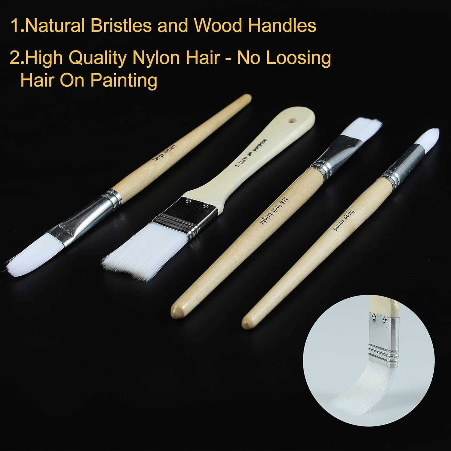 Paint Brushes Set of 24 Pieces Wooden Handles Brushes with Canvas Brush Case, Professional for Oil, Acrylic and Watercolor Painting