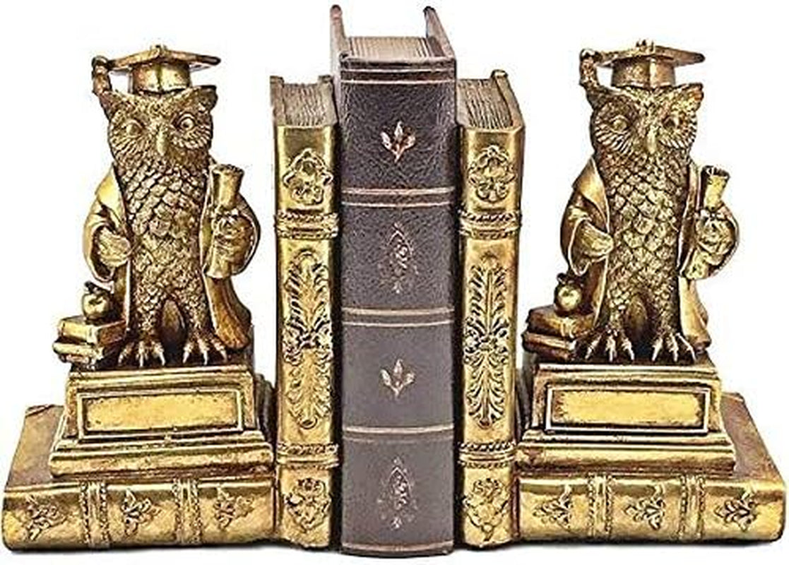 Decorative Bookends Owl Birds Modern Book Ends Supports Bookrack Desk Unique Kids Bookshelf Heavy Duty Non Skid Boho Home Decor Pair 8 Inch