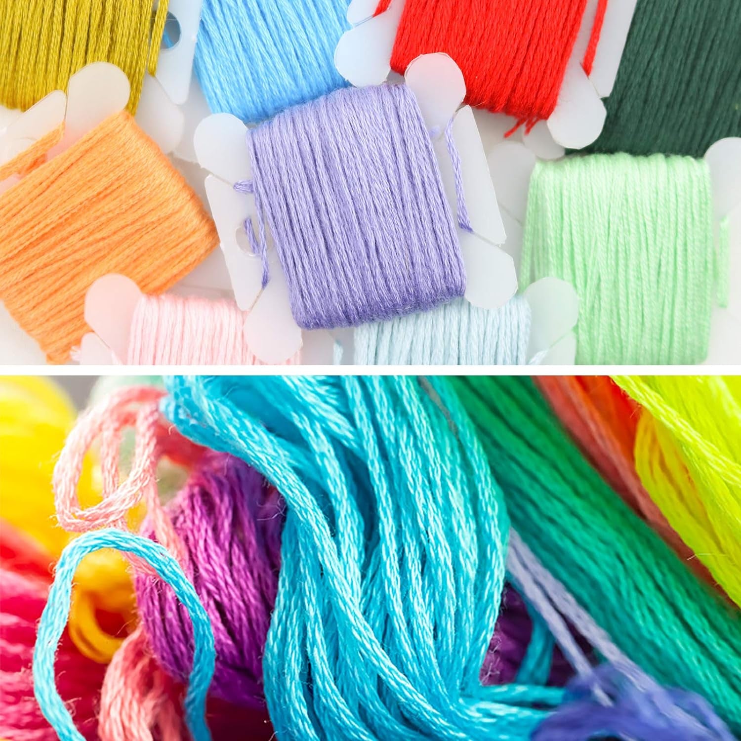 Embroidery Floss 50 Skeins Cross Stitch Thread Rainbow Color Friendship Bracelets Floss Crafts Floss with 12 Pcs Floss Bobbins and 1 Pcs Needle-Threading Tool