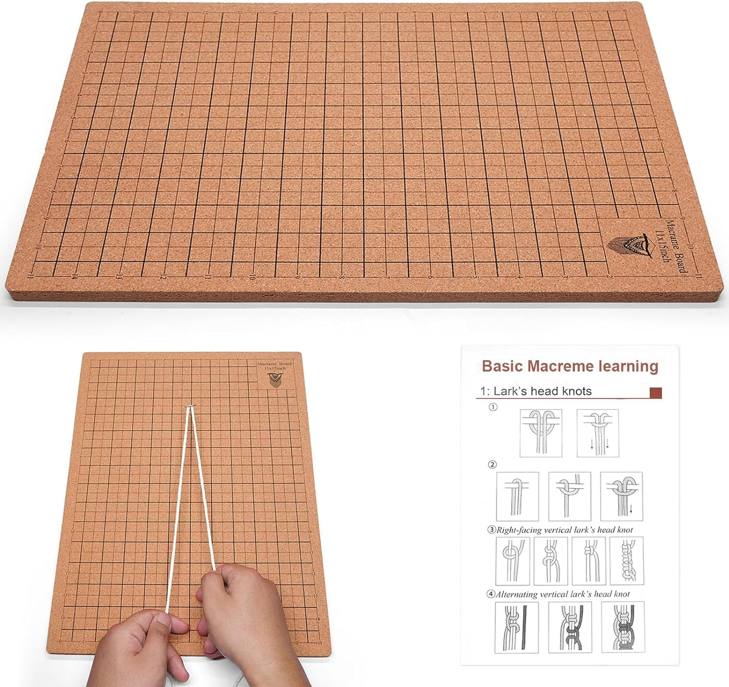 12X16 in Macrame Board for Braiding & Cording: Macramé Project Board for Braiding Bracelet Creating Macrame and Knotting Creations (12X16IN)