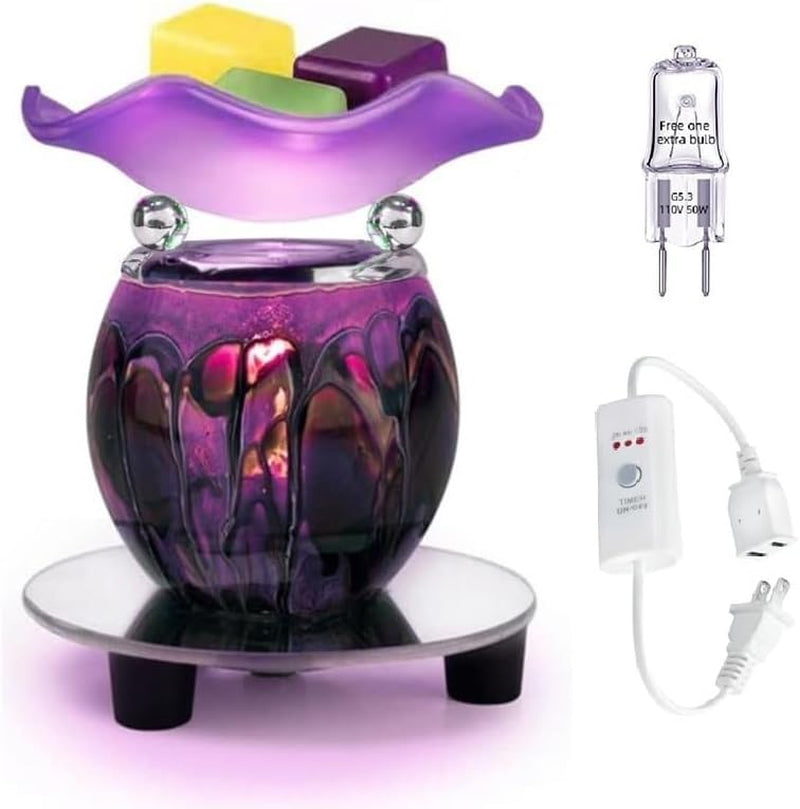 3 in 1 Electric Oil Warmer Scented Wax Warmer Candle Wax Melt Warmer Wax Melter Fragrance Wax Burner(Lw-Purple2)