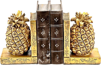 Decorative Bookend Home Décor Book Ends Pineapple Golden Bookshelves Decor Heavy Duty Non Skid 7 Inch