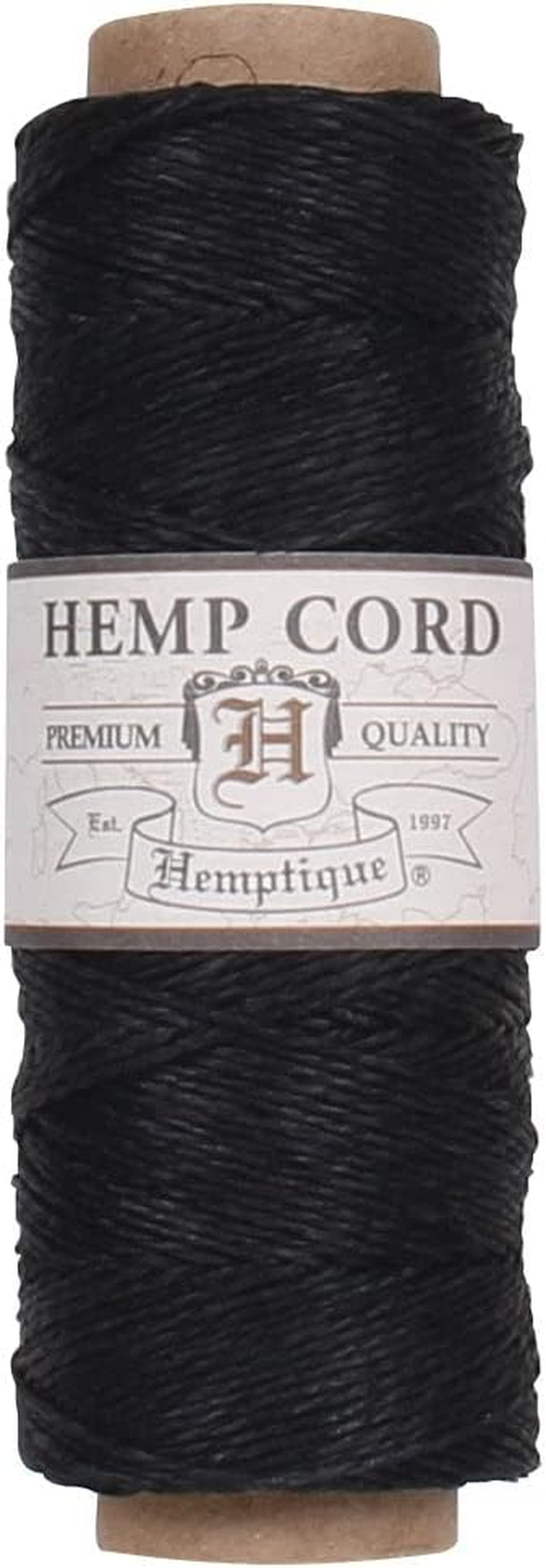 100% Natural Hemp Cord Single Spool - 205Ft ~ 62.5M Hemp String Spool - Crafters Number 1 Choice - .5Mm Cord Thread for Jewelry Making, Macramé, Scrapbooking, & More - Black