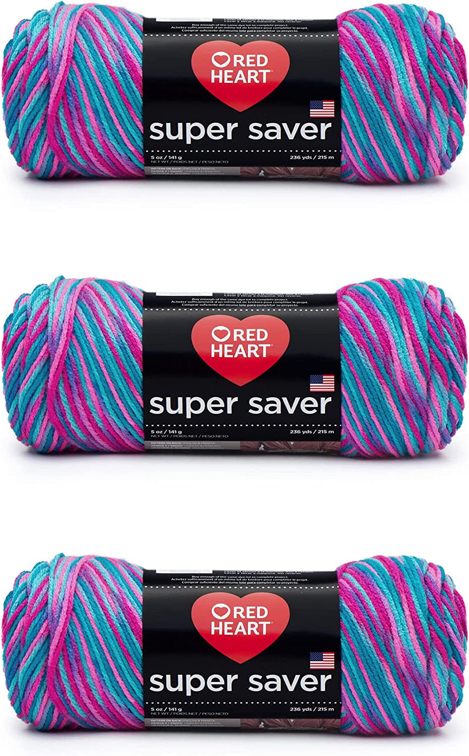 Super Saver White Yarn - 3 Pack of 198G/7Oz - Acrylic - 4 Medium (Worsted) - 364 Yards - Knitting/Crochet