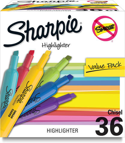 Tank Highlighters, Chisel Tip, Assorted Color Highlighters, Value Pack, 36 Count