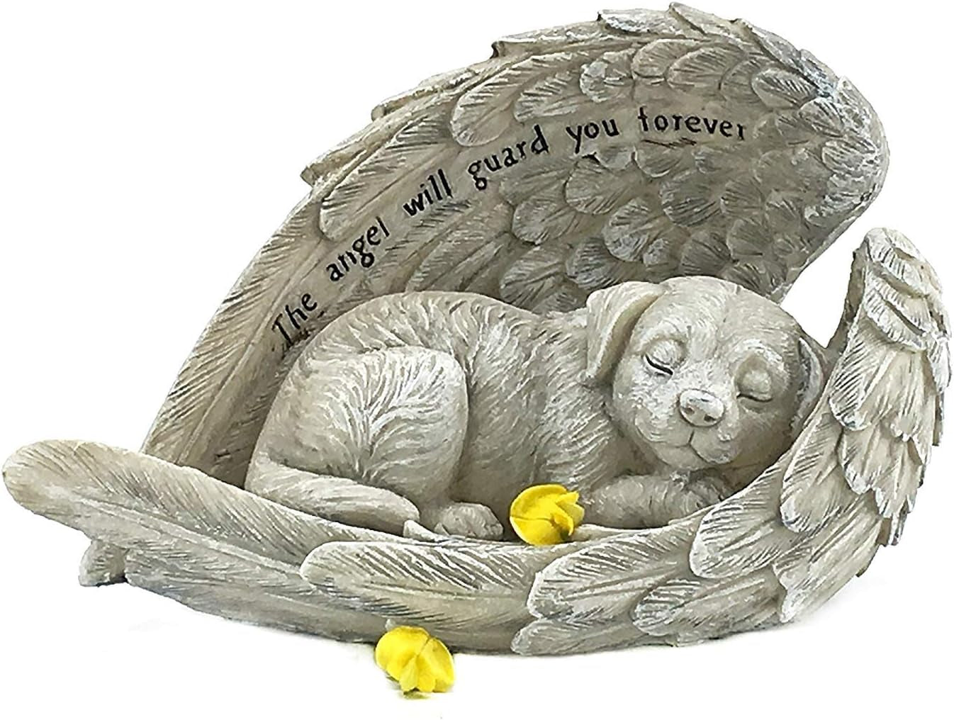 Dog Garden Statue Angel Pet Sculptures Pet Figurine Memorial Grave Marker Tribute Stone Finish Gifts Lawn Yard