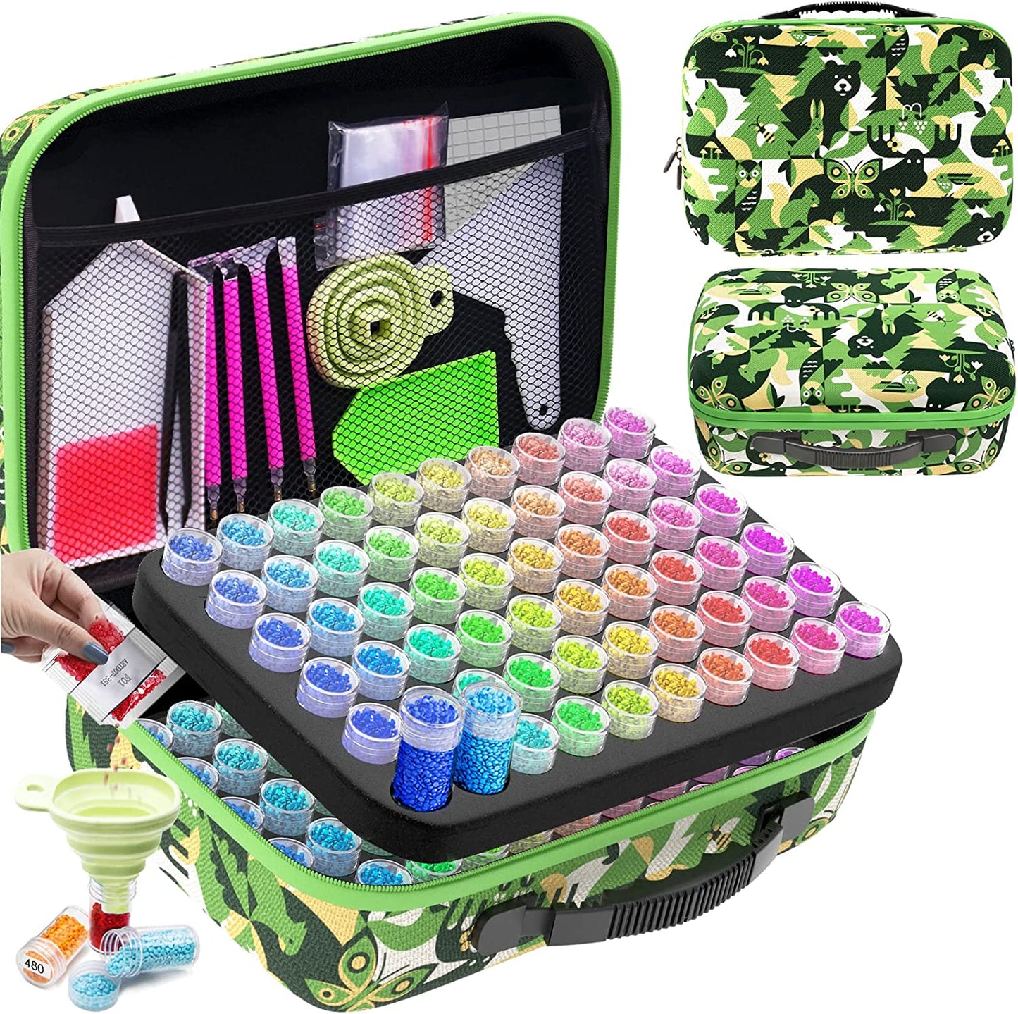 Diamond Painting Storage Boxes, 60 Slots Bead Storage with 5D Diamond Art Accessories and Tools Kit