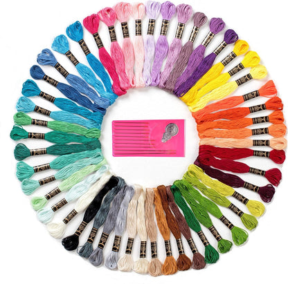 Premium Rainbow Color Embroidery Floss - Cross Stitch Threads - Friendship Bracelets Floss - Crafts Floss - 116 Pcs - 105 Skeins per Pack and Set of 10 Embroidery Needles and 1 Threader