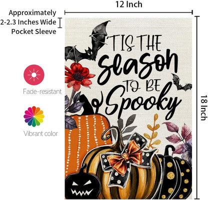 Halloween Garden Flag 12X18 Inch Double Sided for outside Small Holiday Spooky Yard Decoration