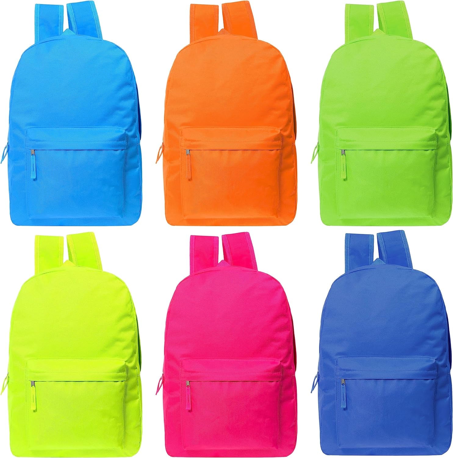 24-Pack 17" School Backpacks for Kids - Backpacks in Bulk for Elementary, Middle, and High School Students, 12 Assorted Colors