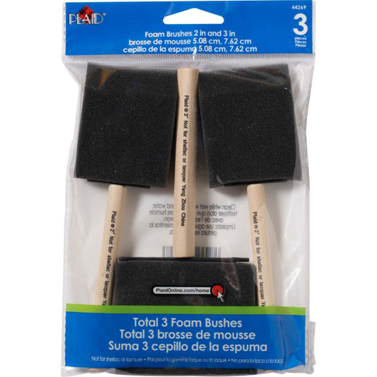 Foam Brushes, Two 2", One 3", 3-Piece Set