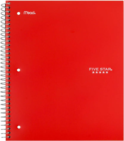 Spiral Notebooks + Study App, 6 Pack, 1 Subject, Wide Ruled Paper, Fights Ink Bleed, Water Resistant Cover, 8-1/2" X 10", 100 Sheets, Black, Red, Yellow, Purple, Green, Blue (38042)