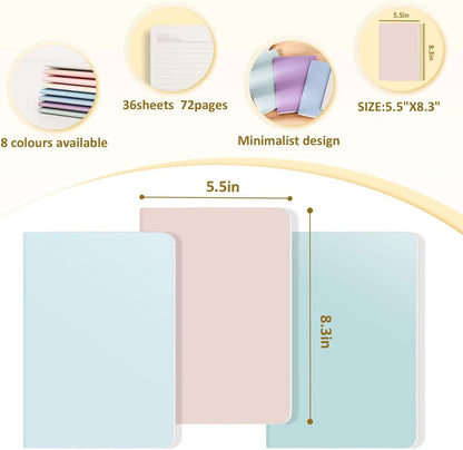 48 Pack A5 Colorful Notebooks, 6 Cute Colors Journals for Writing, 72 Pages, 8.3X5.5 Inch, with Lined Paper Travel Writing Notebooks Journal Gifts for Students(Lined-48Pack, Gradient)