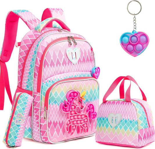 Backpack for Girls Elementary Preschool Kids Lunch Box for School