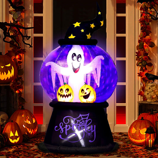 Halloween Inflatables Yard Decorations, 6Ft Tall Halloween Inflatable Snow Globe with Ghost Pumpkins, Lighted Blow up Halloween Decoration for Indoor, Outdoor, Garden, Holiday, Home