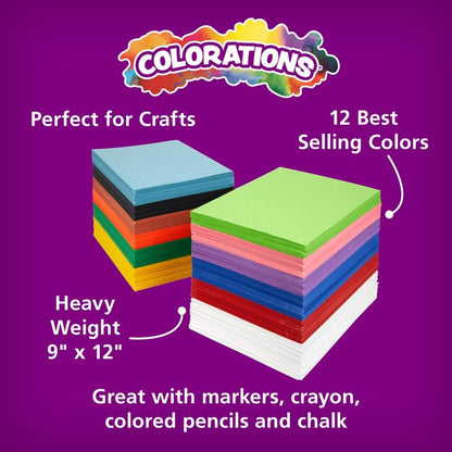 Construction Paper, Classroom Art Supplies, 9" X 12" Craft Paper 2200 Sheet Pack, Heavyweight Construction Paper, Bulk Packs, Assorted Colors, Drawing, Coloring, Painting, School Supplies