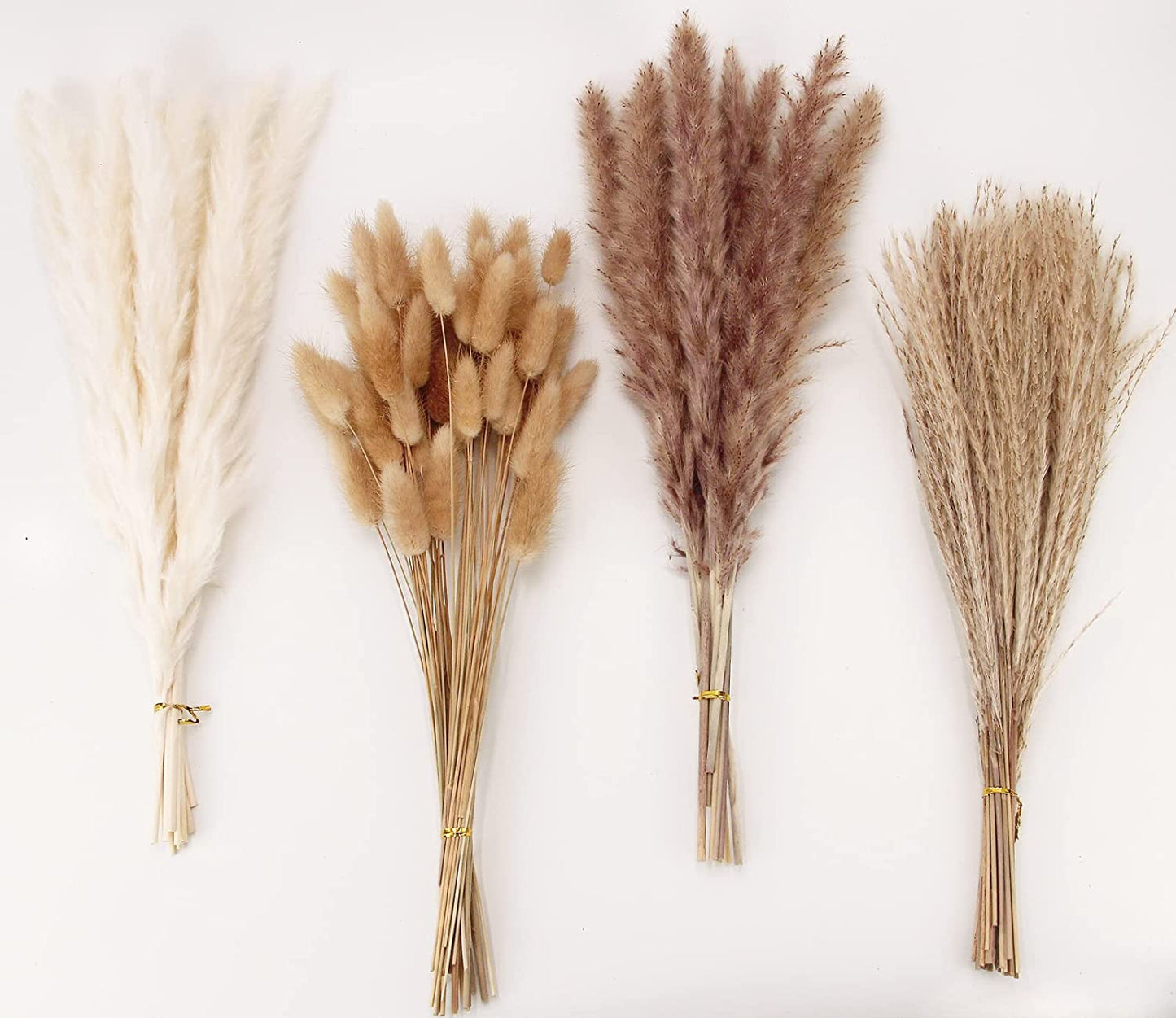 Natural Dried Pampas Grass Decor, 100 PCS Pampas Grass Contains White Bunny Tails Dried Flowers, Reed Grass Bouquet for Wedding Boho Flowers Home Table Decor, Rustic Farmhouse Party