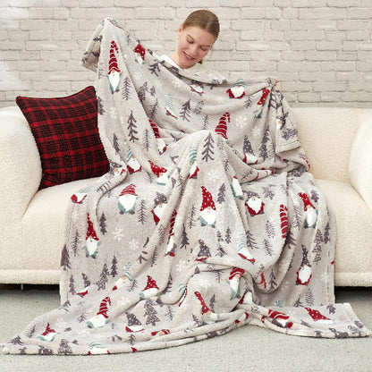 Gnome Love Heart Blanket Gift Ultra Soft Milkyplush™ Throw Blanket Valentines Gnome Pattern with Hearts Gift Blanket for Her Gift Birthday Gifts Throw Blanket (Gnome Love, 60"X80")