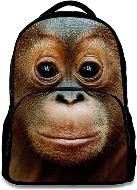 Animal Backpack Orangutan 3D Printing School Student Bag 17 Inch for Man/Kid/Girl/Boy/Woman Black Cool Design Casual Daypack
