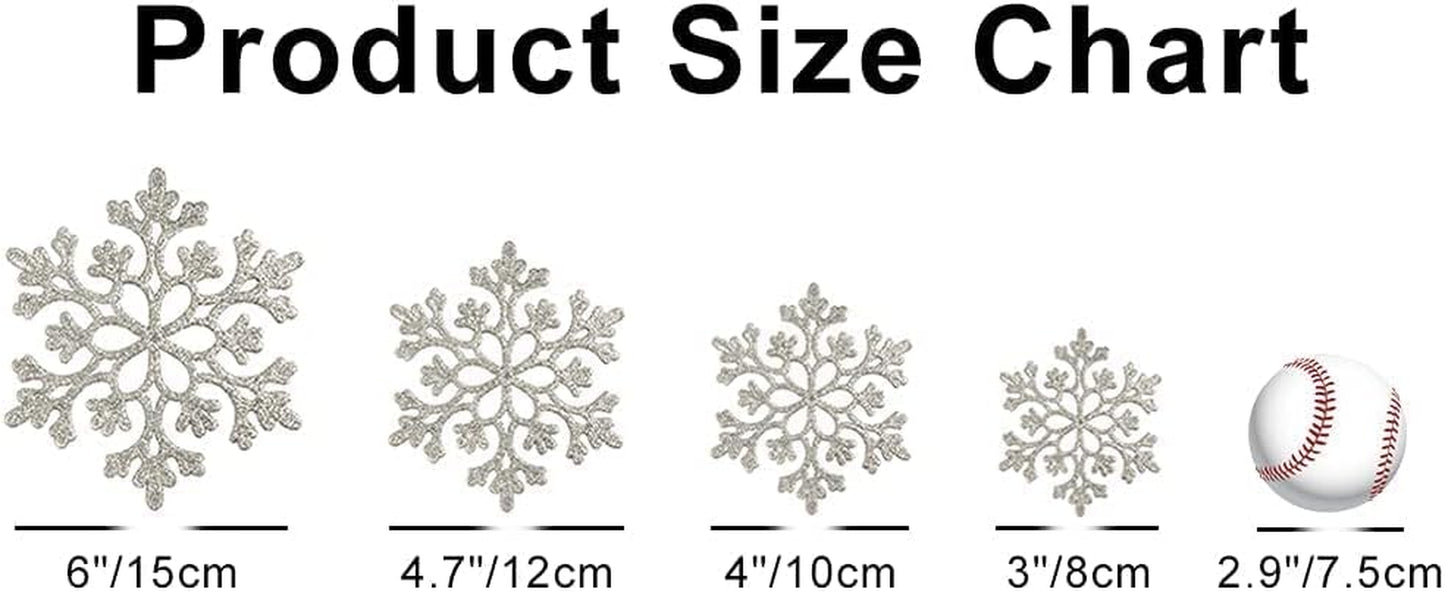 80Mm/3Inch Glitter Snowflake Ornaments Set Mini Christmas Tree Hanging Plastic Decoration for Xmas Party Wedding Anniversary Window Door Home Accessories (30Pcs,Red)